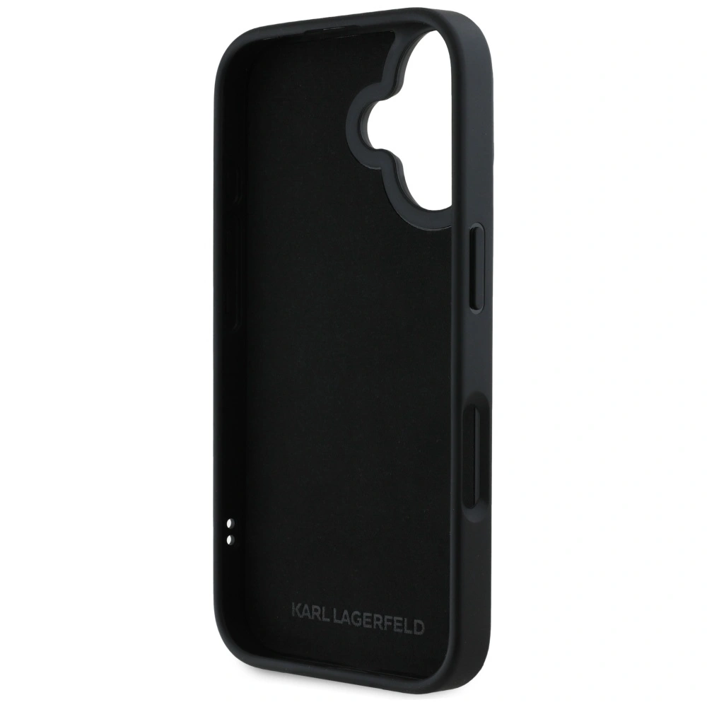 Karl Lagerfeld HC 3D Rubber Elongated Glitter Apple iPhone 16 black
