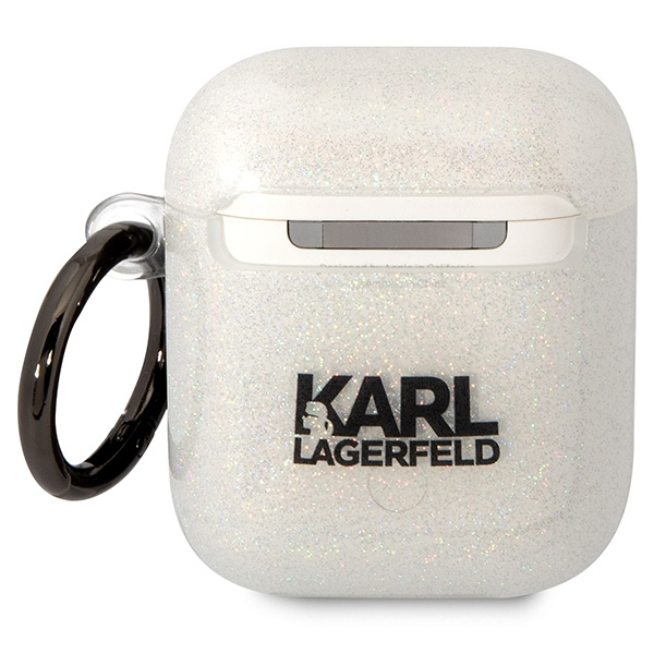 Karl Lagerfeld KLA2HNKCTGT Apple AirPods 2/1 transparent Gliter Karl&Choupette