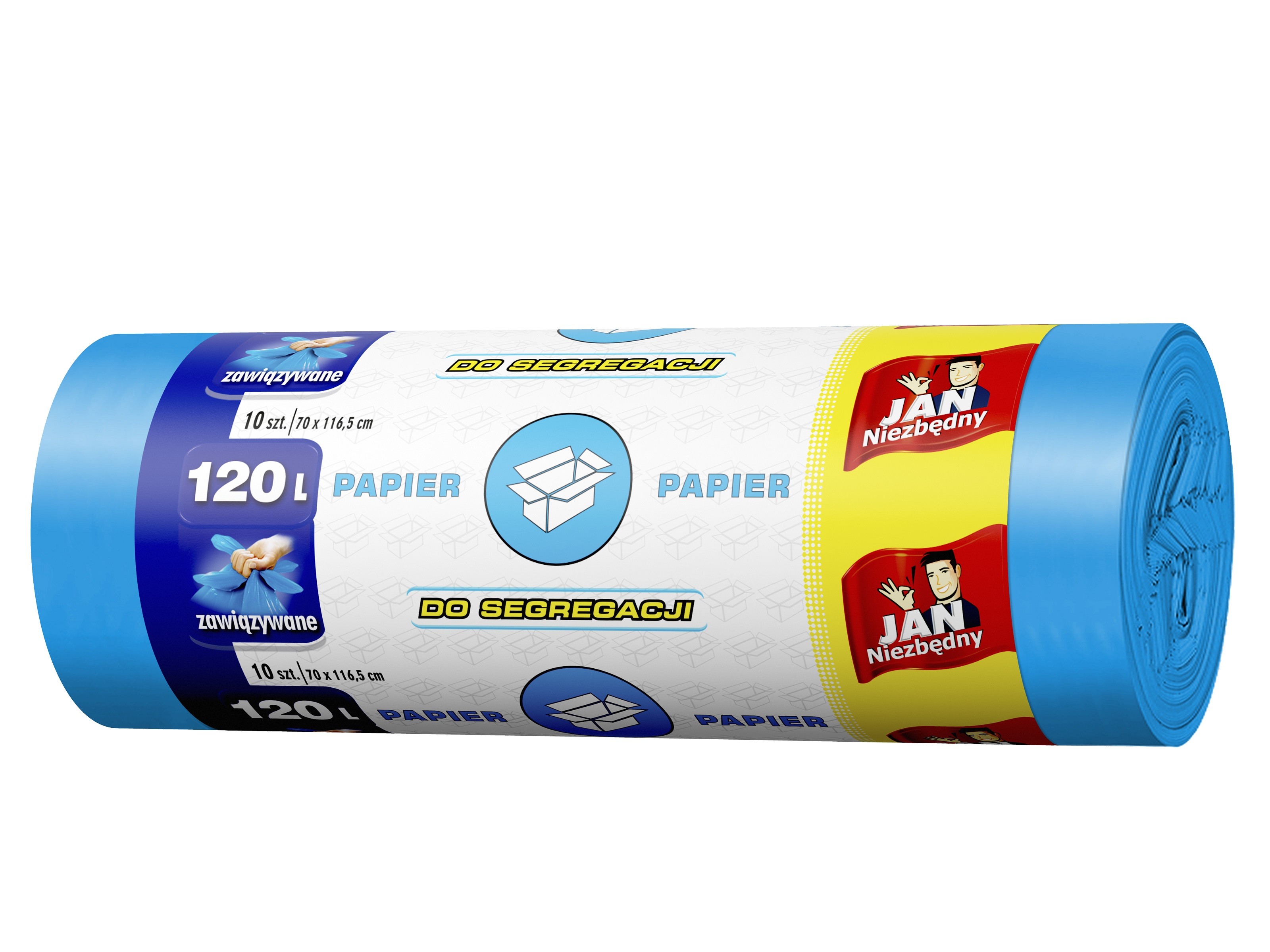 Sarantis Jan Niezbędny Worki do segregacji śmieci niebieskie - papier 120L  1op.-10szt