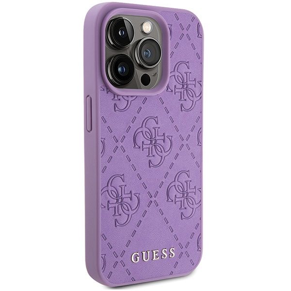 Guess GUHCP15XP4EPMU Apple iPhone 15 Pro Max hardcase Leather 4G Stamped light purple