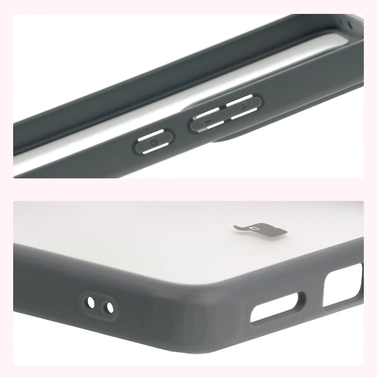 Etui Bizon Case Angelo do Realme GT 7 / 7T półprzezroczyste z szarą ramką