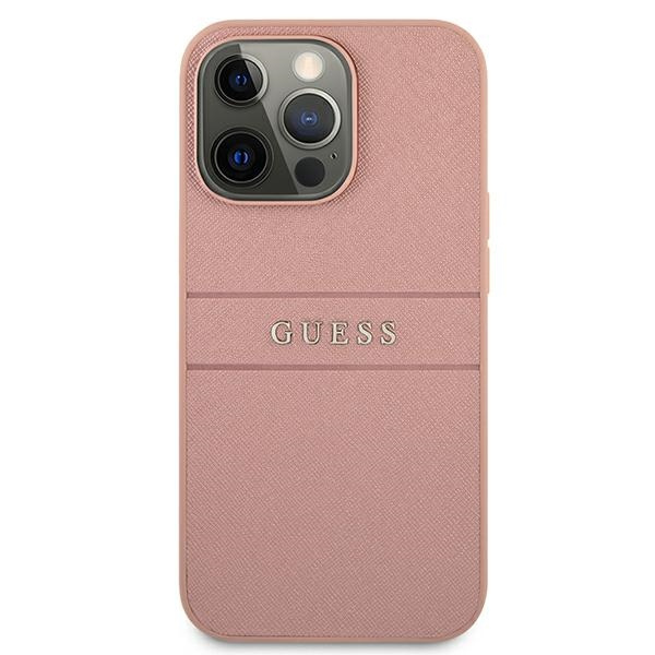 Guess GUHCP13XPSASBPI Apple iPhone 13 Pro Max pink hardcase Saffiano Stripe