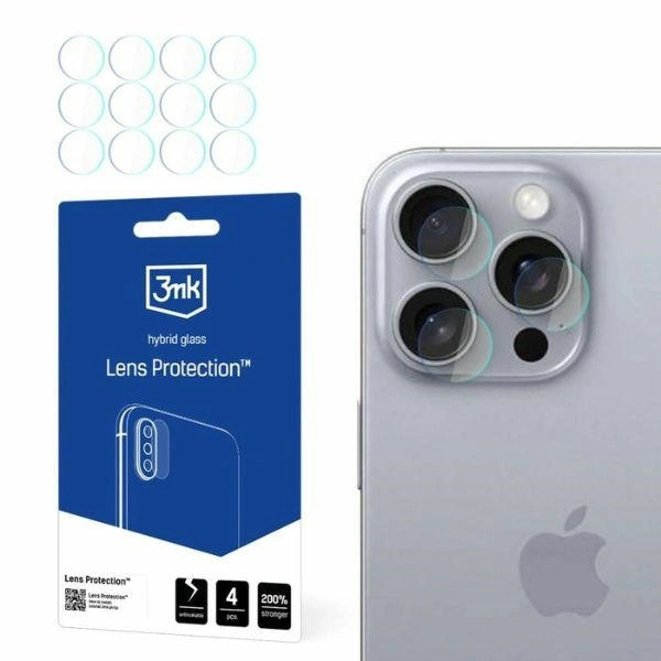 Hybrid glass for camera lens 3MK Lens Protect Apple iPhone 16 Pro Max [4 PACK]