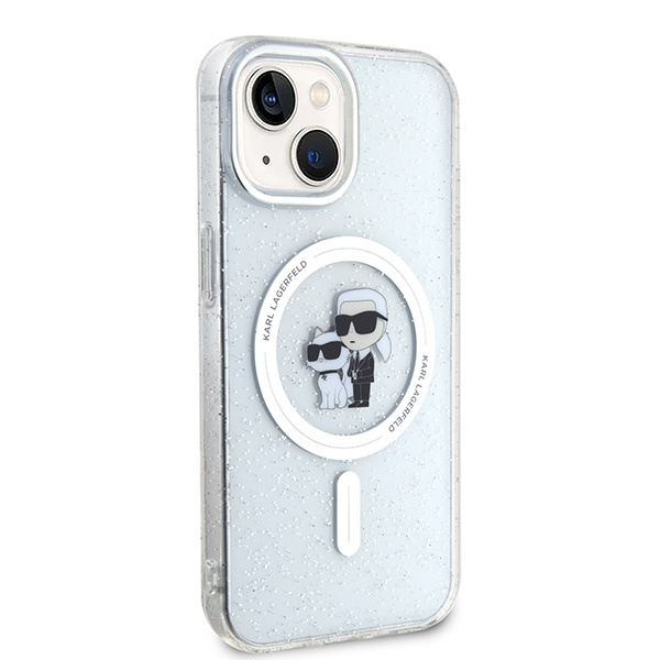 Karl Lagerfeld KLHMP15SHGKCNOT Apple iPhone 15 hardcase Karl&Choupette Glitter MagSafe transparent