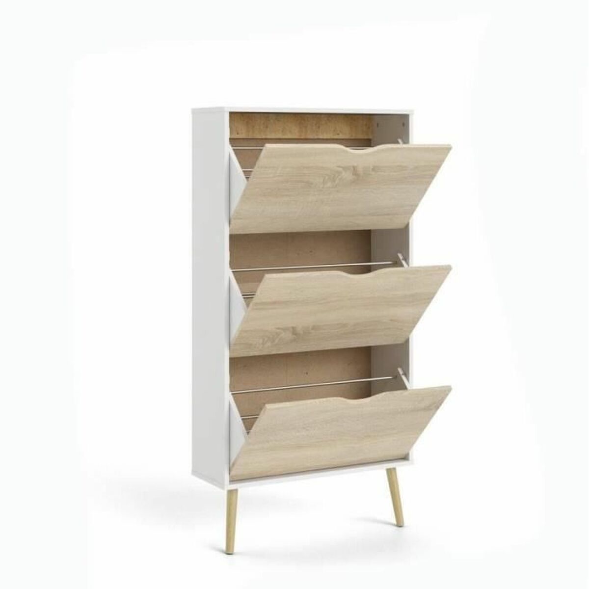 Shoe Rack White Wood Oak 70,2 x 23,9 x 138,9 cm