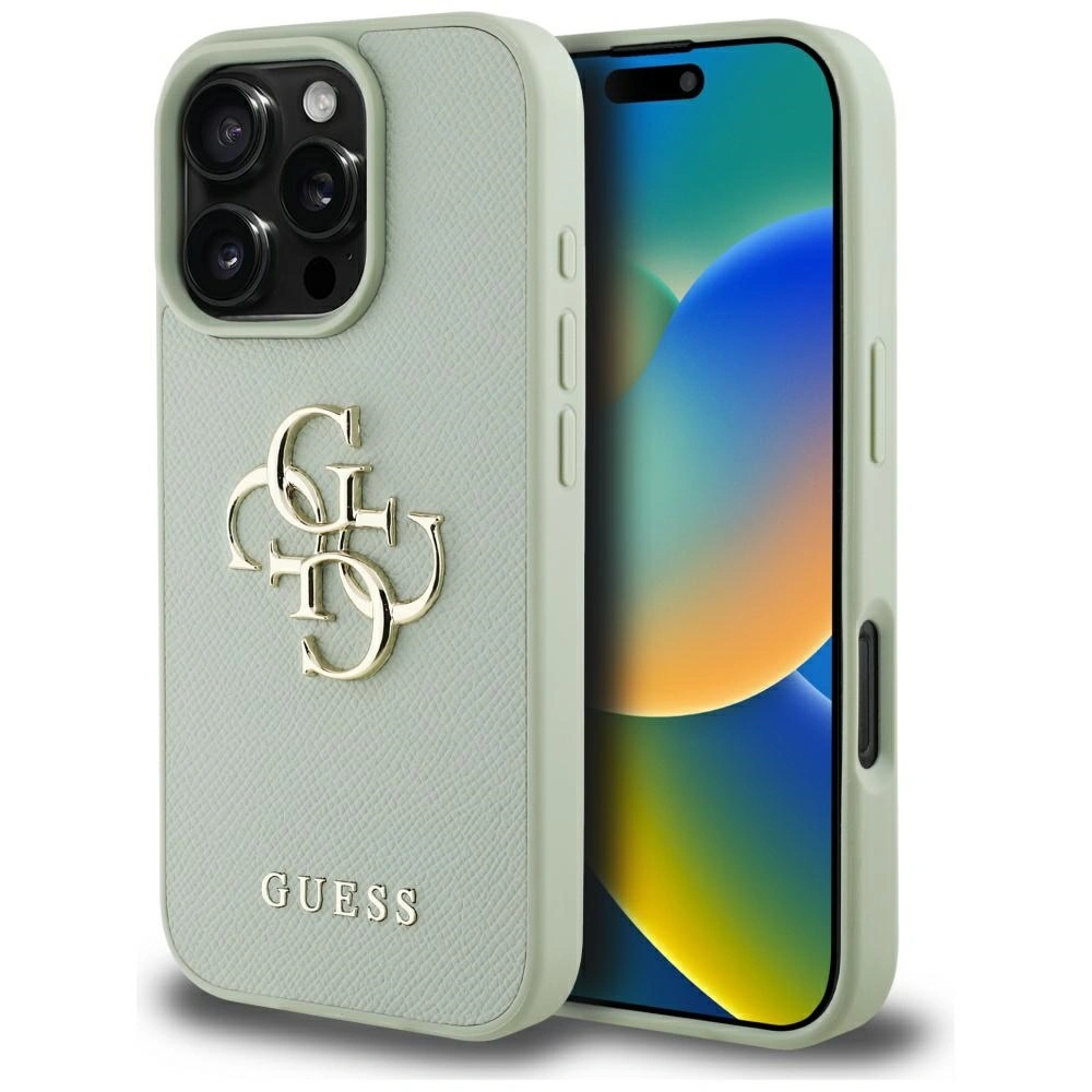 Guess Grained Big 4G Logo Small Classic Logo Apple iPhone 16 Pro green