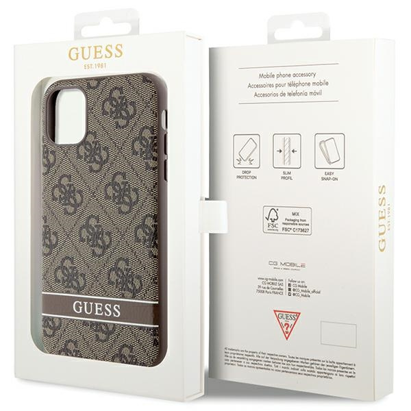Guess GUHCN61P4SNW Apple iPhone 11/XR brown hardcase 4G Stripe