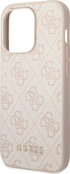 Guess GUHCP14LG4GFPI Apple iPhone 14 Pro pink hard case 4G Metal Gold Logo