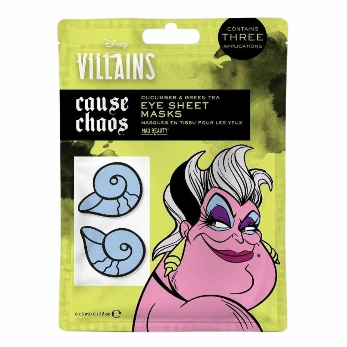 Maske für Augenkonturen Mad Beauty Disney Villains Ursula (6 x 5 ml)