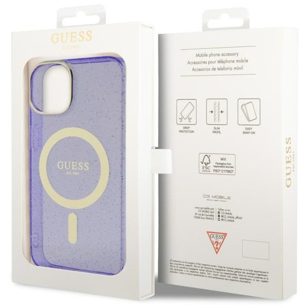 Guess GUHMP14MHCMCGU Apple iPhone 14 Plus purple hardcase Glitter Gold MagSafe