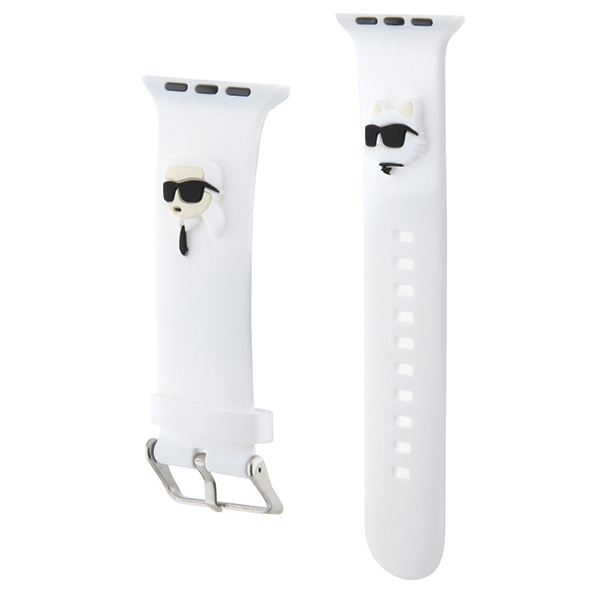 Karl Lagerfeld KLAWLSLKCNH Apple Watch 4/5/6/7/SE/8/9/Ultra 44/45/49mm strap 3D Rubber Karl&Choupette Heads white