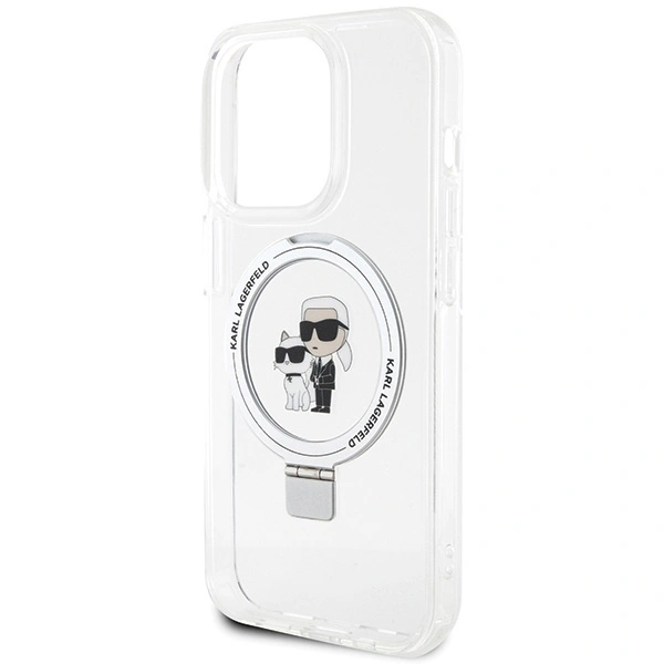 Karl Lagerfeld KLHMP15LHMRSKCH Apple iPhone 15 Pro hardcase Ring Stand Karl&Choupettte MagSafe white