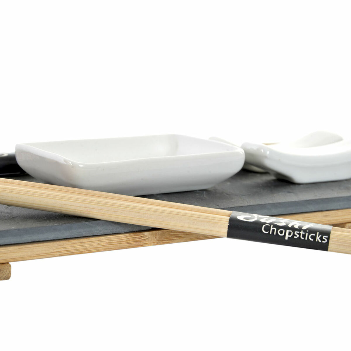 Sushi Set DKD Home Decor 30 x 10 x 3,5 cm Natural Black Brown Board (9 Pieces) (30 x 10 x 3,5 cm)