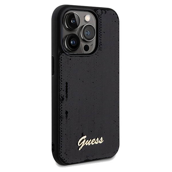 Guess GUHCP14LPSFDGSK Apple iPhone 14 Pro hardcase Sequin Script Metal black