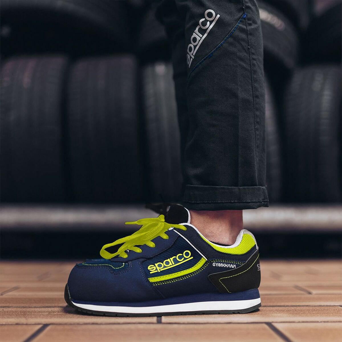 Racing Ankle Boots Sparco GYMKHANA DANI Yellow Blue Navy Blue Racing Ankle Boots Sparco GYMKHANA DANI Yellow Blue Navy Blue