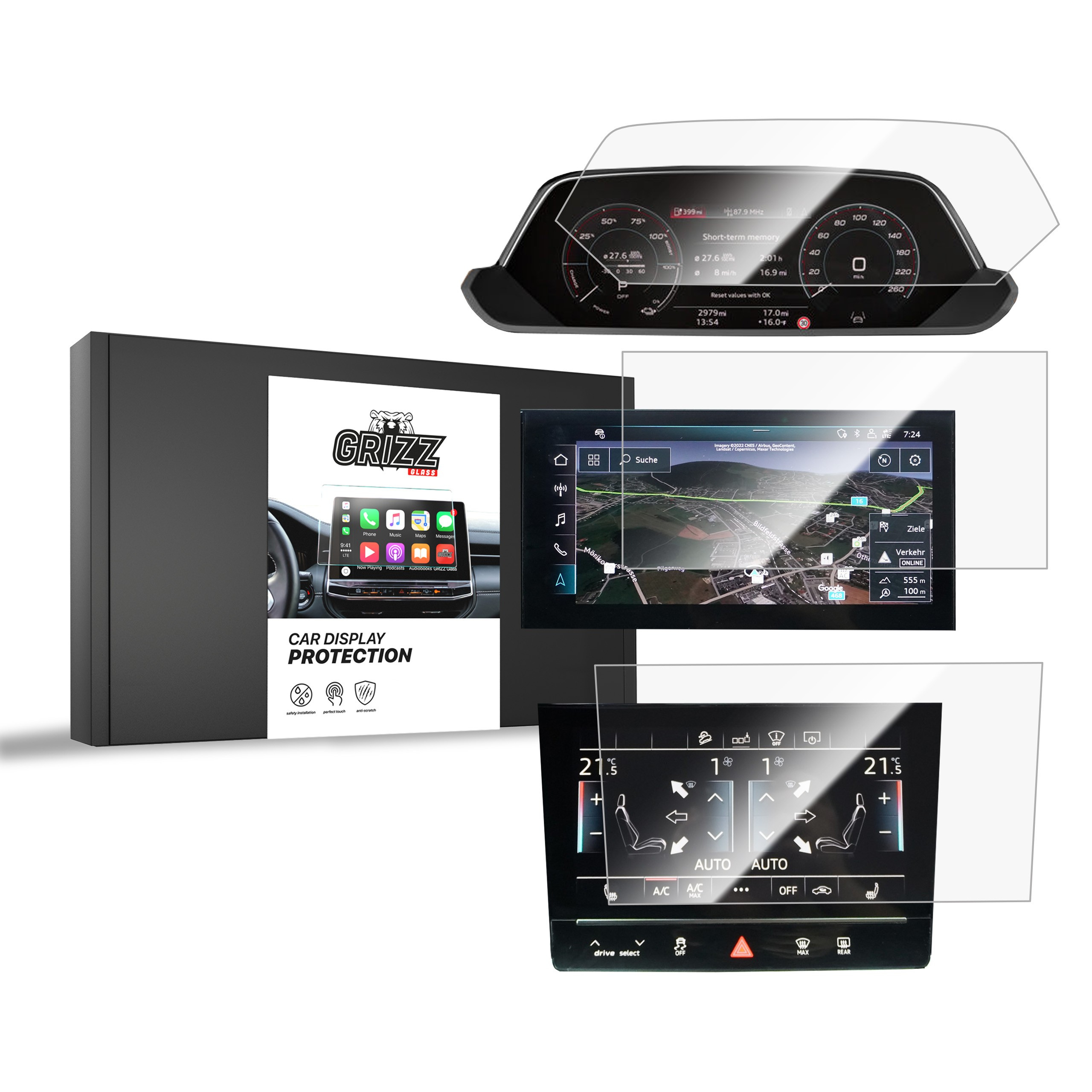 Ceramic GrizzGlass CarDisplay Protection Audi e-tron 2019-2022 [3in1]