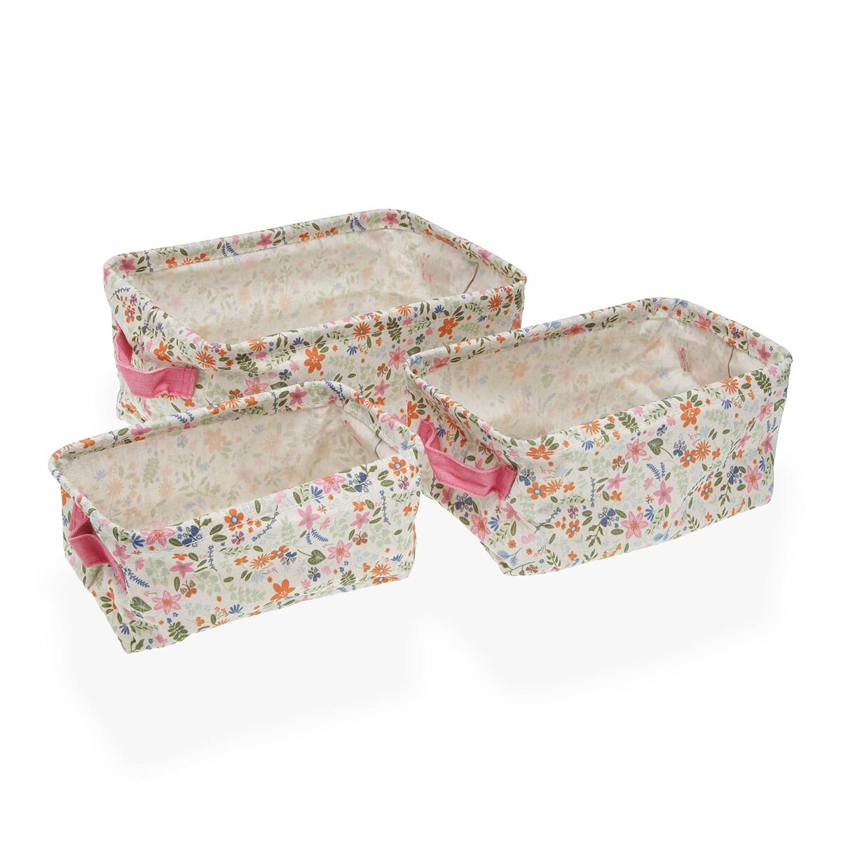 Basket set Versa Textile Flowers 18 x 14 x 28 cm
