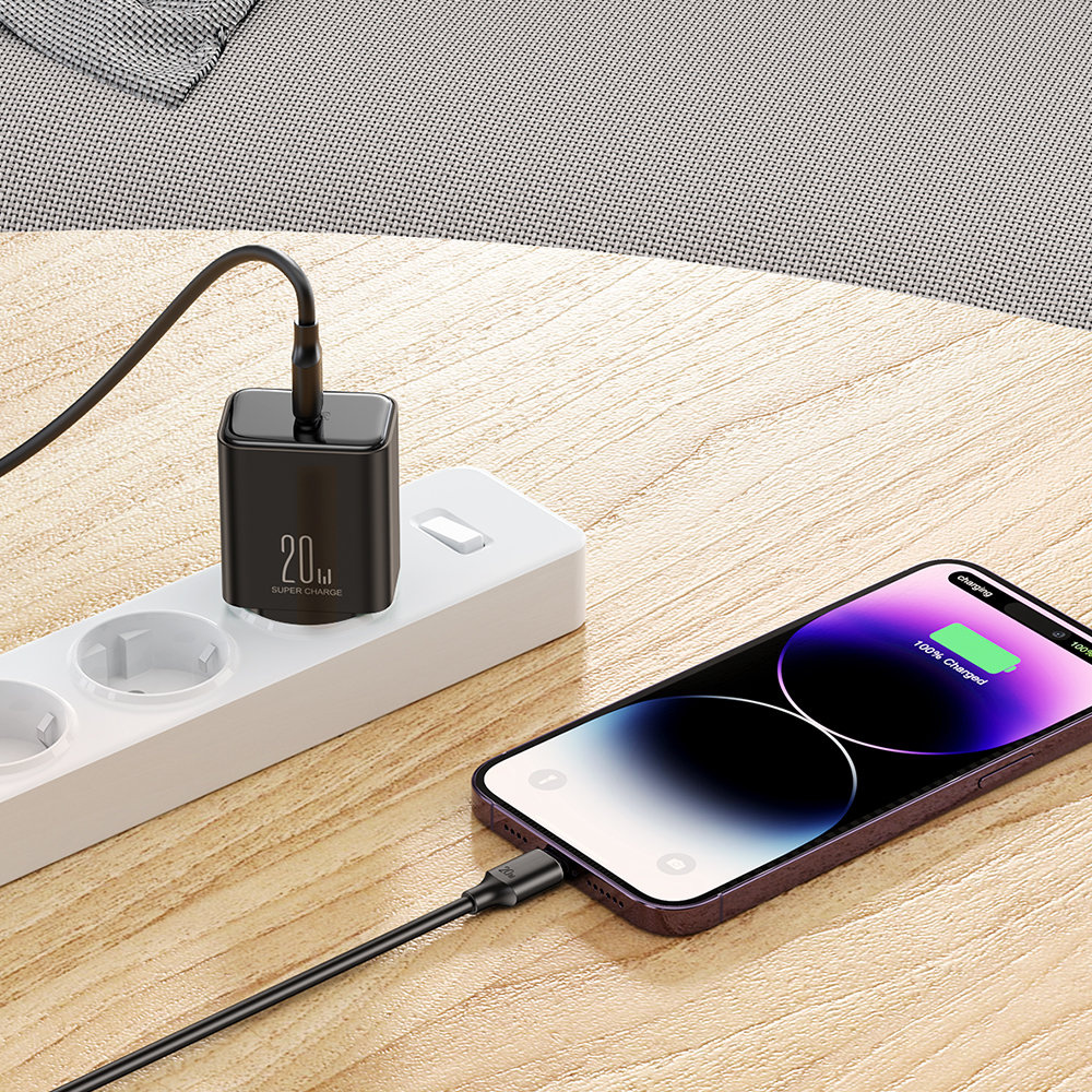 Joyroom JR-TCF06 Wall Charger USB-C 20W PD + USB-C/Lightning Cable black
