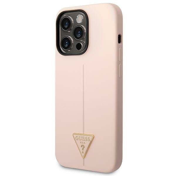 Guess GUHCP14XSLTGP Apple iPhone 14 Pro Max pink hardcase Silicone Triangle
