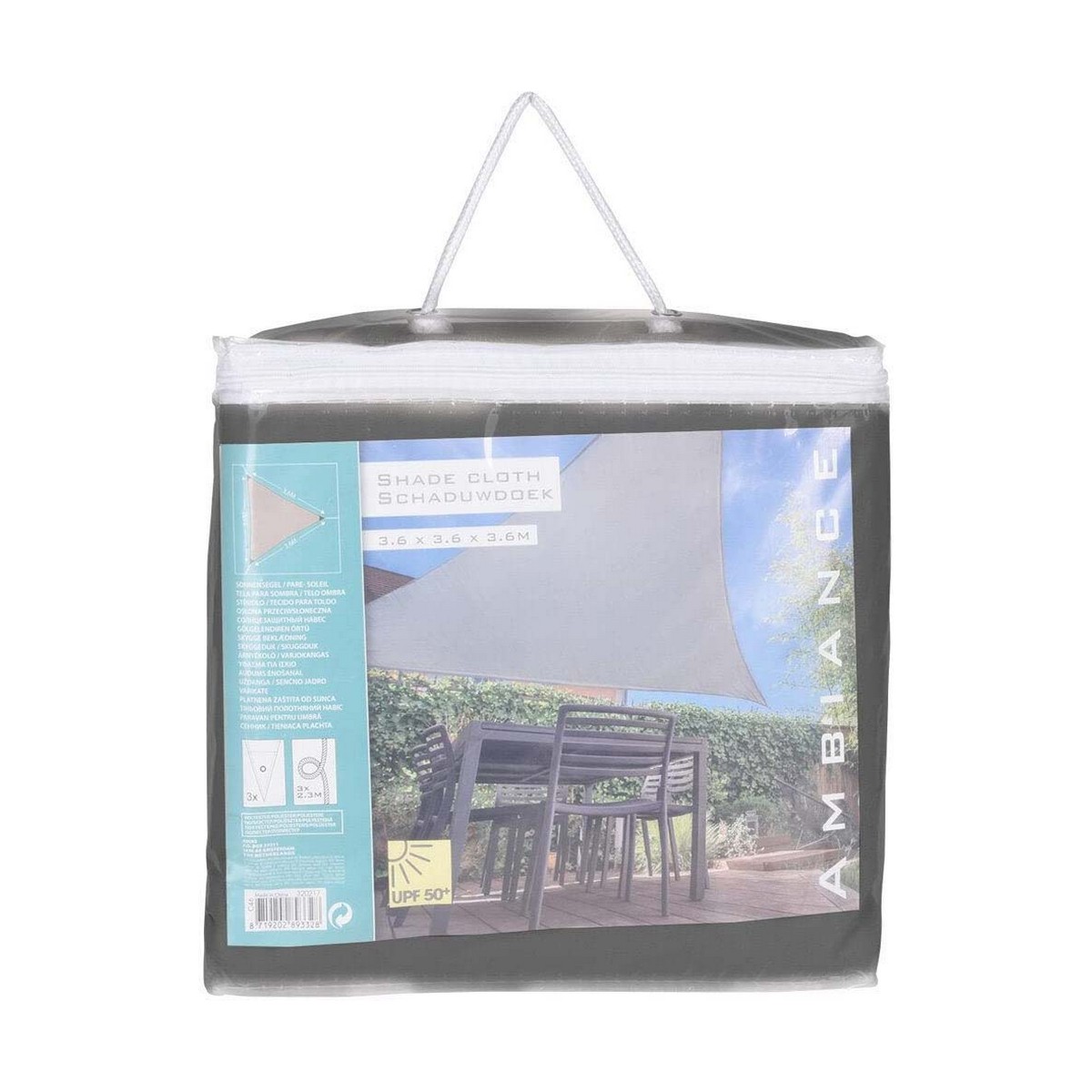 Markise Ambiance Polyester Dunkelgrau Dreieckig (3,6 x 3,6 x 3,6 m)