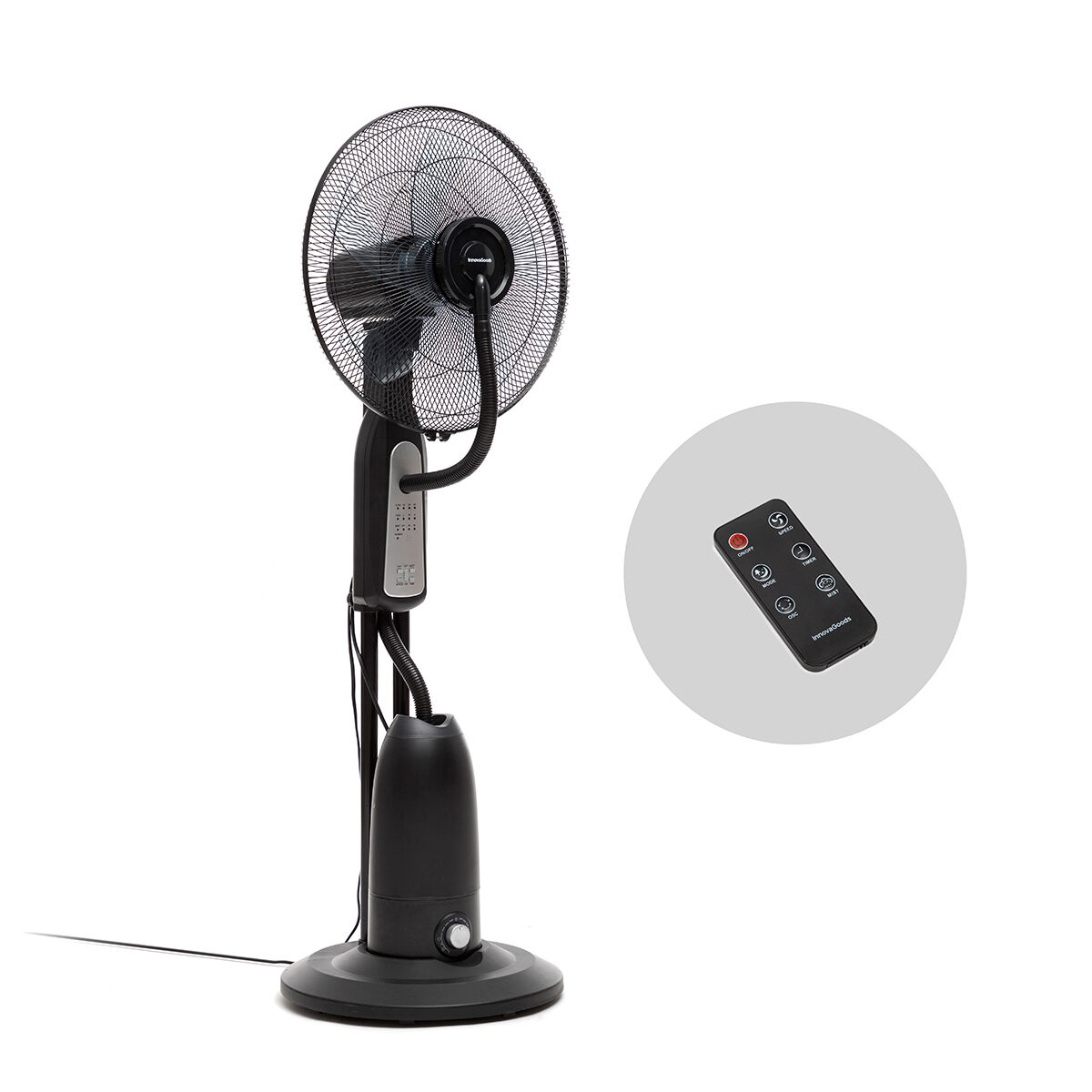 Nebuliser Pedestal Fan with Remote Control InnovaGoods Mistinn Black 90 W 2,8 L Nebuliser Pedestal Fan with Remote Control InnovaGoods Mistinn Black 90 W 2,8 L