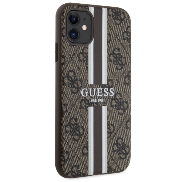 Guess GUHMN61P4RPSW Apple iPhone 11/XR brown hardcase 4G Printed Stripes MagSafe