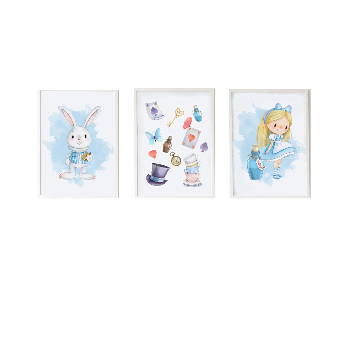 Set of 3 pictures Crochetts Alice 33 x 43 x 2 cm Rabbit Hat Girl 3 Pieces