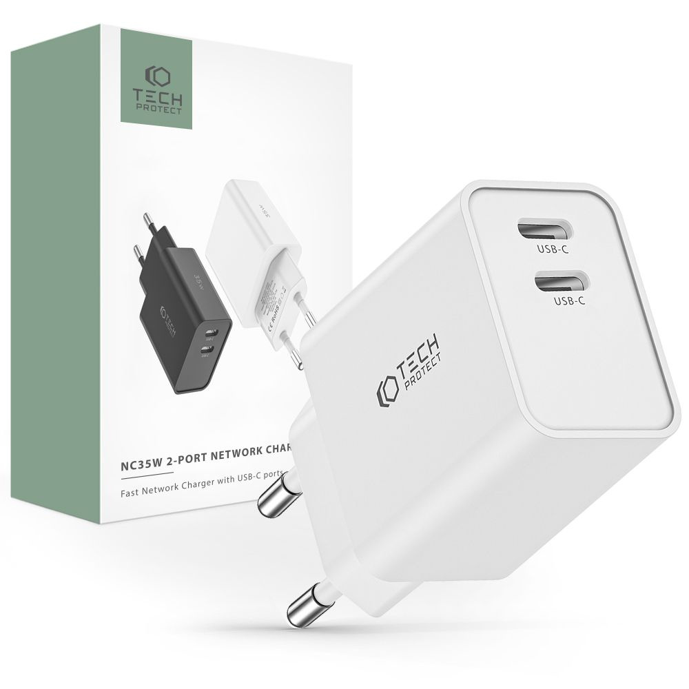 Tech-protect C35W 2-port Network Charger PD 35W White