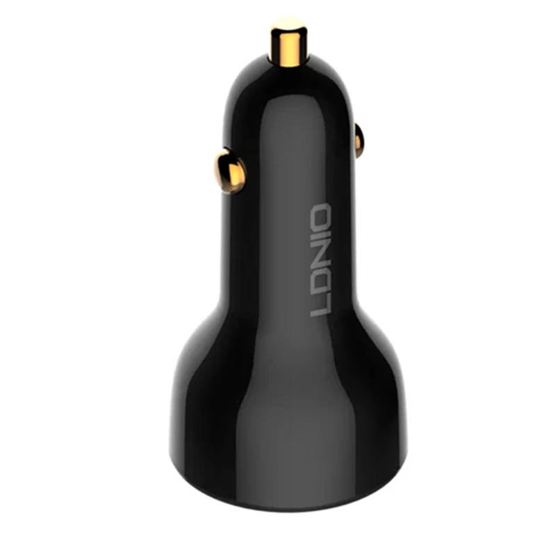 LDNIO C101 Car Charger, USB-A + USB-C, 100W + USB-C/Lightning Cable (black)