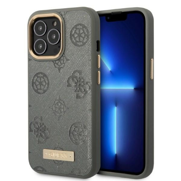 Guess GUHMP13XSAPSTG Apple iPhone 13 Pro Max grey hardcase Peony Logo Plate MagSafe