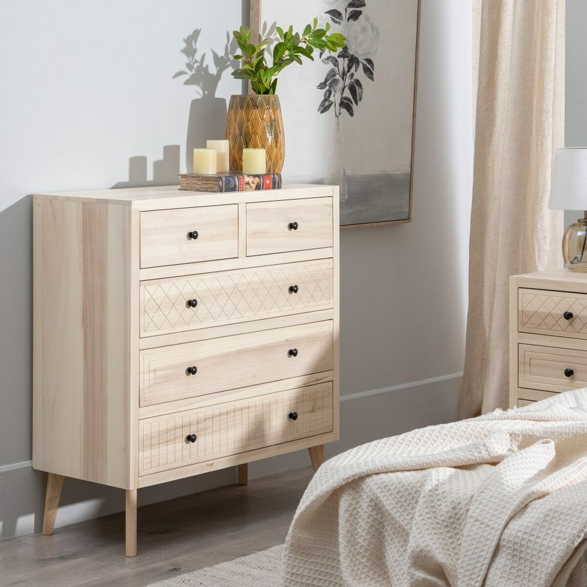 Chest of drawers MARIE 85 x 40 x 95 cm Natural Wood DMF