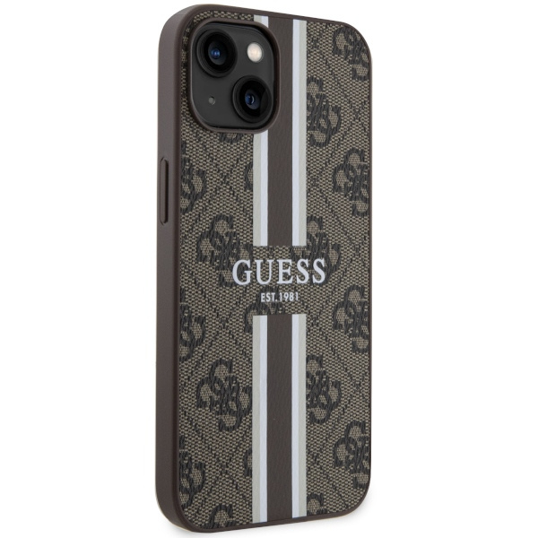 Guess GUHMP14SP4RPSW Apple iPhone 14 brown hardcase 4G Printed Stripes MagSafe