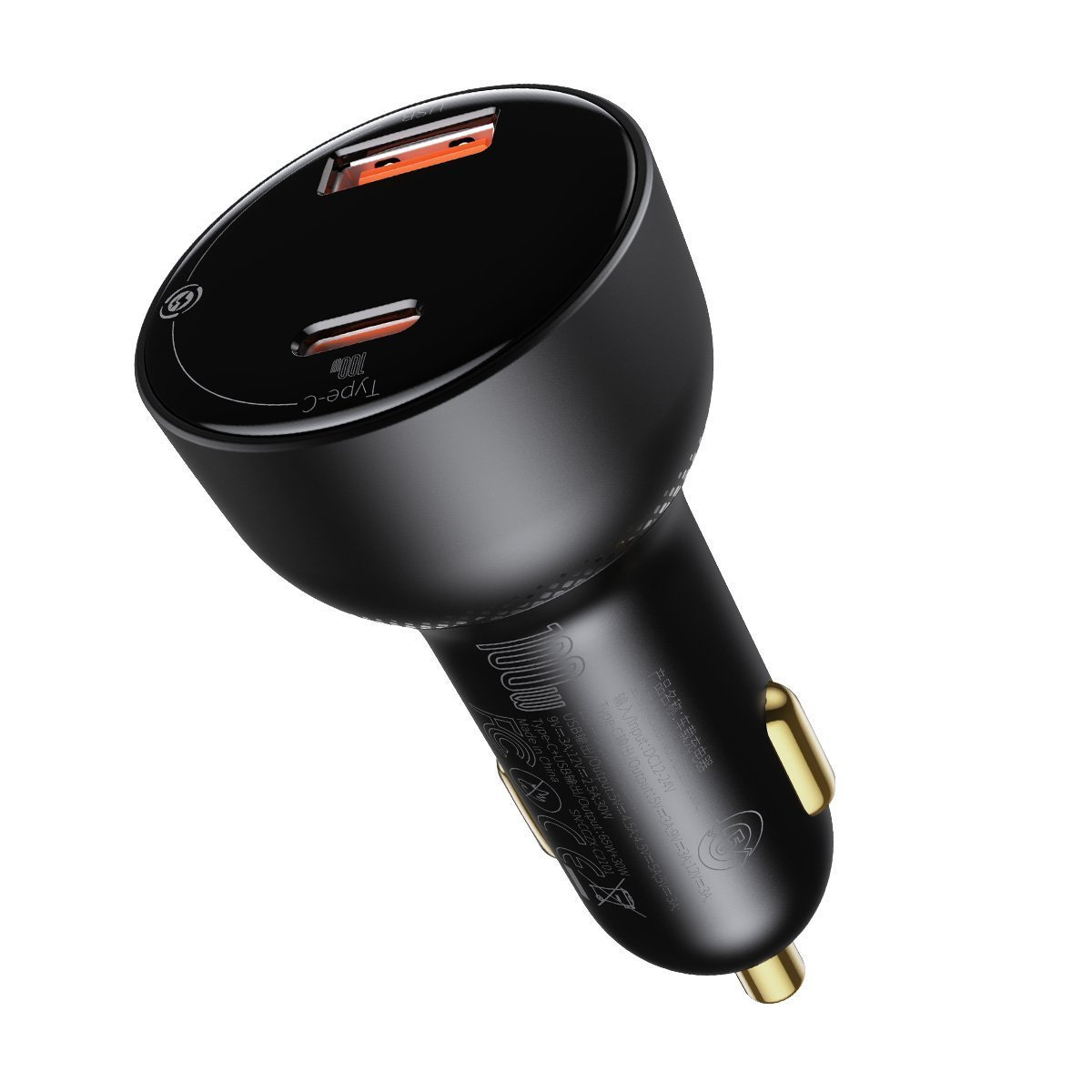 Baseus Superme Car charger, USB, USB-C, 100W + USB-C cable (black)