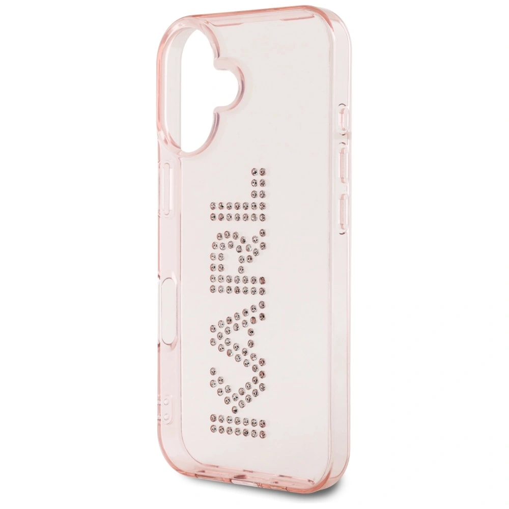 Etui Karl Lagerfeld IML Rhinestones Logo do Apple iPhone 16 różowy