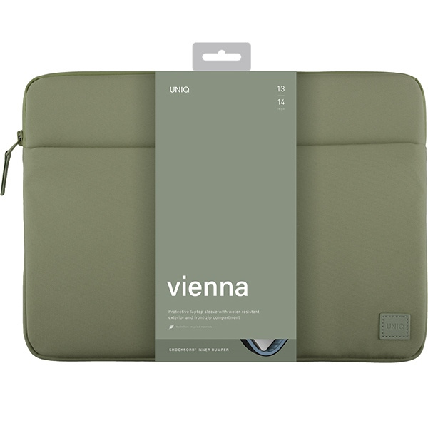 UNIQ Vienna laptop Sleeve 14 inch Waterproof RPET laurel green