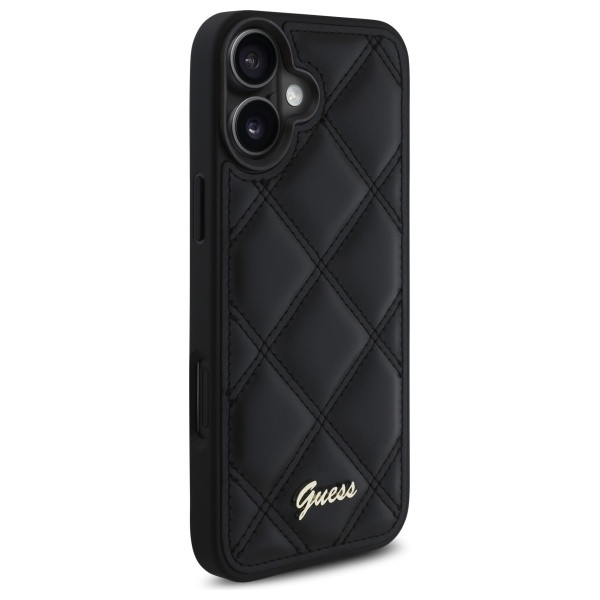 Etui Guess do Apple iPhone 16 Plus hardcase Quilted Metal Logo czarny