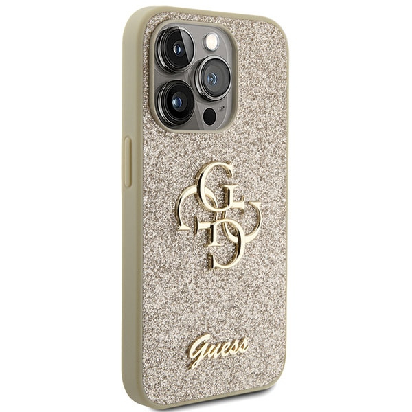 Guess GUHCP15LHG4SGD Apple iPhone 15 Pro hardcase Glitter Script Big 4G gold