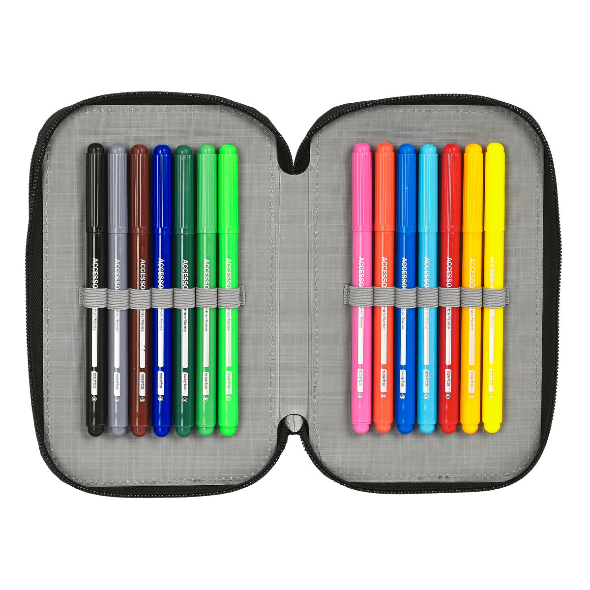 School Case with Accessories El Niño Green bali Black (12.5 x 19.5 x 4 cm) (28 pcs)
