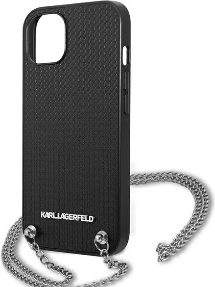 Karl Lagerfeld KLHCP13MPMK Apple iPhone 13 hardcase black Leather Textured and Chain