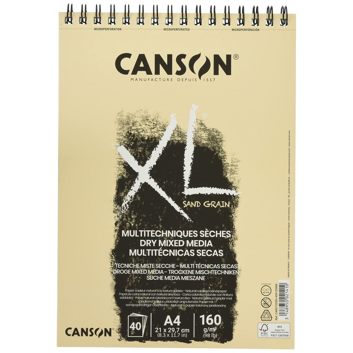 Drawing pad Canson XL Sand Natural A4 40 Sheets 160 g/m2 5 Units