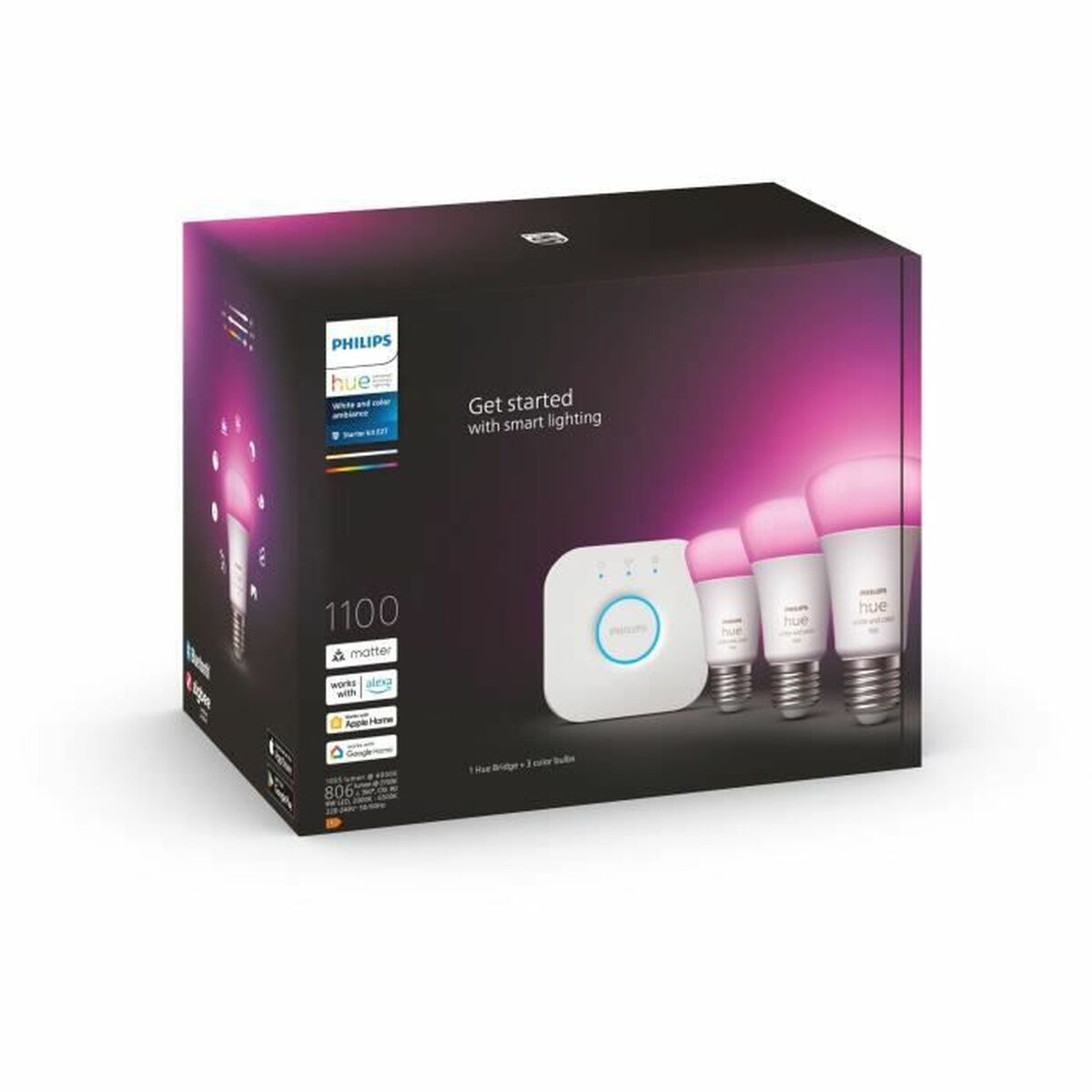 Smart Light bulb Philips Kit de inicio: 3 bombillas inteligentes E27 (1100) 9 W E27 6500 K 806 lm