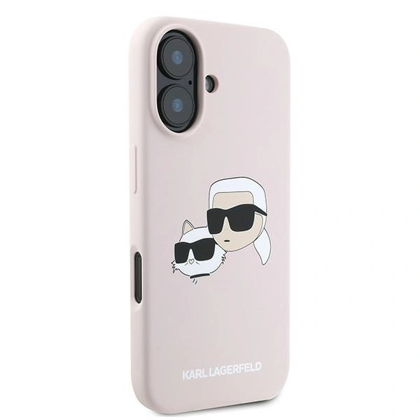 Etui Karl Lagerfeld KLHMP16MSKCHPPLP Apple iPhone 16 Plus hardcase Silicone Double Heads Print MagSafe różowy
