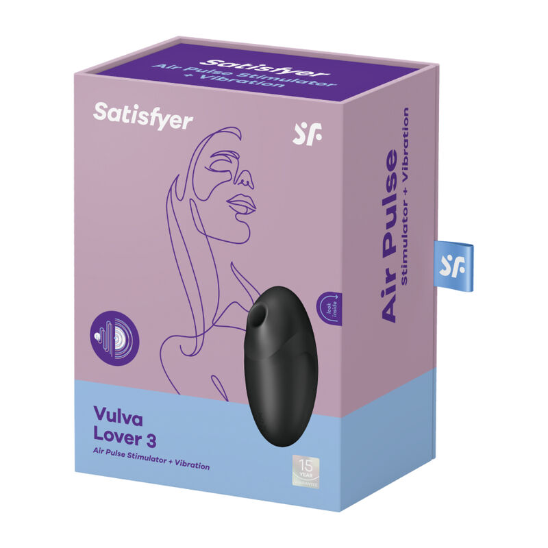 SATISFYER VULVA LOVER 3 AIR PULSE STIMULATOR & VIBRATOR - BLACK