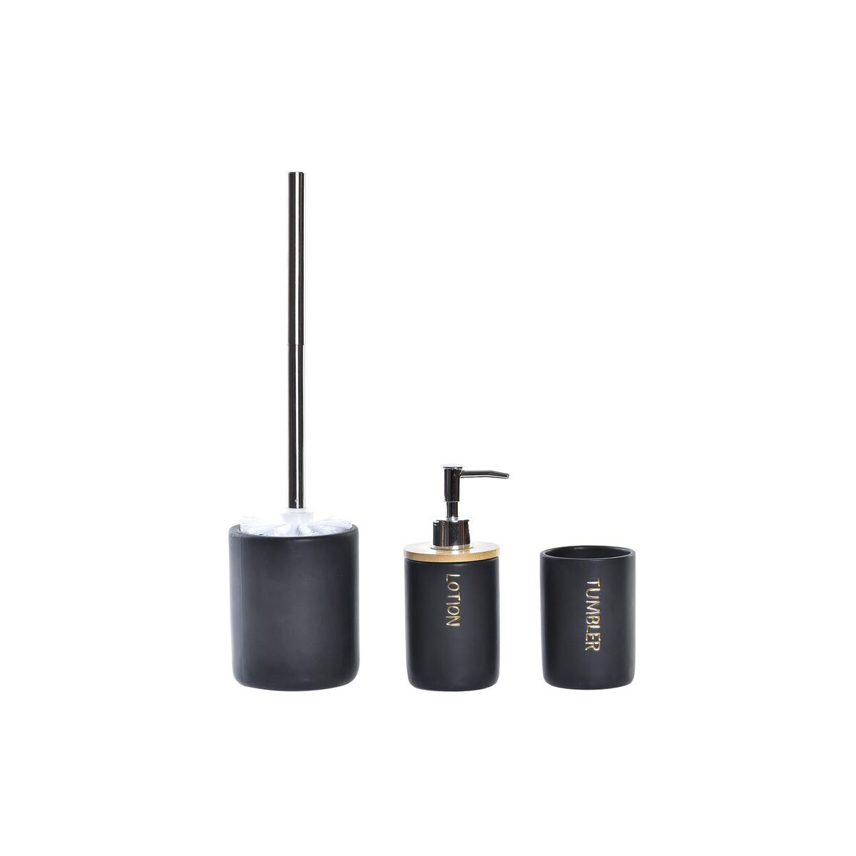 Bath Set DKD Home Decor 10,2 x 10,2 x 37,5 cm Natural Black Dolomite