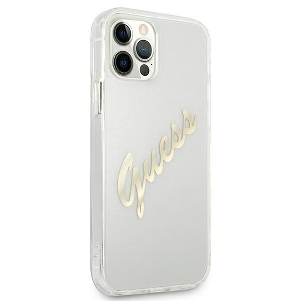 Guess GUHCP12MKTRSVGO Apple iPhone 12/12 Pro Transparent hardcase Vintage Script Gold