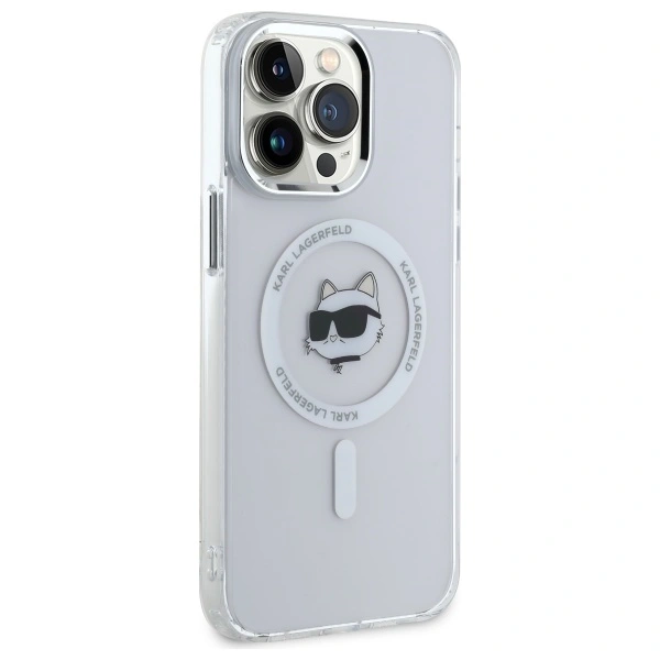 Karl Lagerfeld KLHMP13XHLSCHH Apple iPhone 13 Pro Max hardcase IML Metal Choupette Head MagSafe white