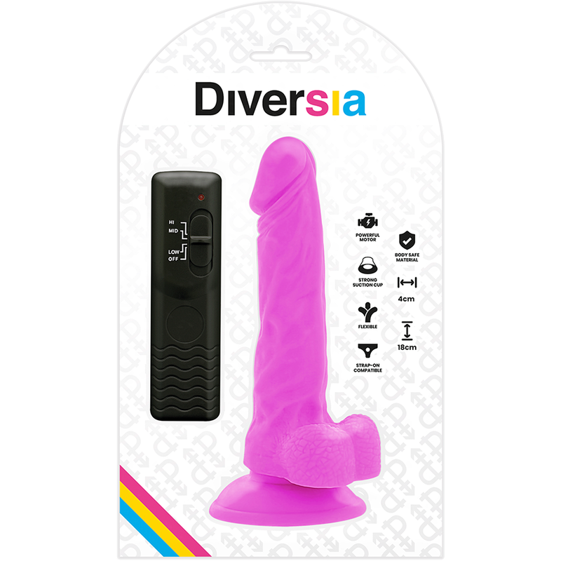 DIVERSIA - FLEXIBLE VIBRATING DILDO 18 CM - PURPLE