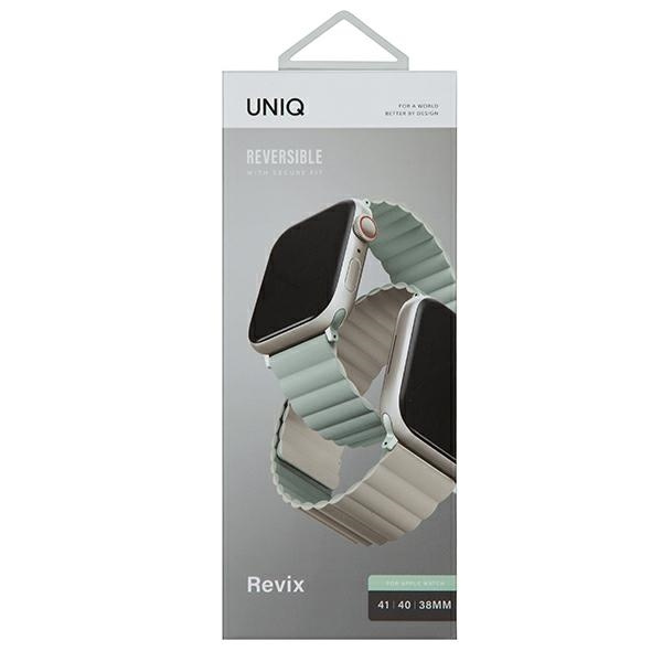 UNIQ Revix strap Apple Watch 4/5/6/7/8/SE/SE2/9/10 40/41/42mm Reversible Magnetic green-beige/sage-beige