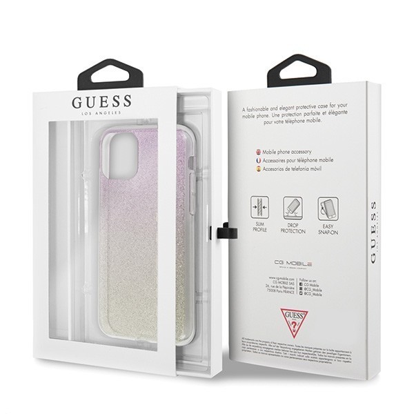 Guess GUHCN65PCUGLGPI iPhone 11 Pro Max gold pink hard case Gradient Glitter