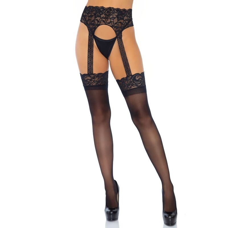 LEG AVENUE OPAQUE GARTERBELT STOCKING ONE SIZE